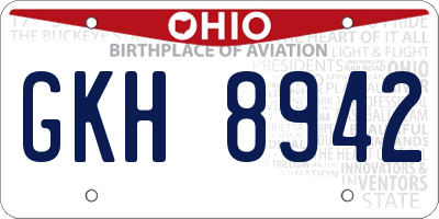 OH license plate GKH8942