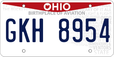 OH license plate GKH8954
