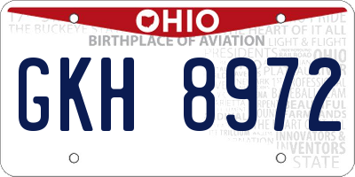 OH license plate GKH8972