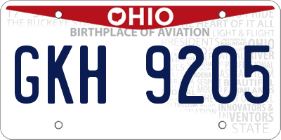 OH license plate GKH9205