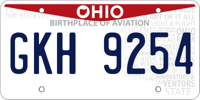 OH license plate GKH9254