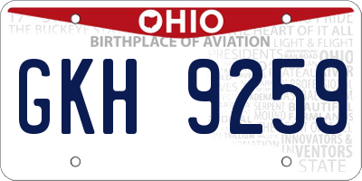 OH license plate GKH9259