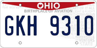 OH license plate GKH9310