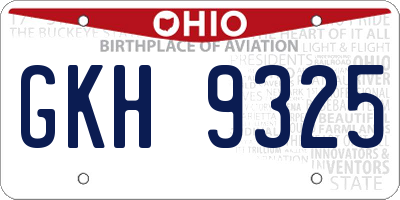 OH license plate GKH9325