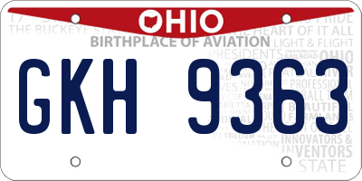 OH license plate GKH9363