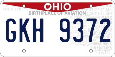 OH license plate GKH9372