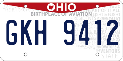 OH license plate GKH9412