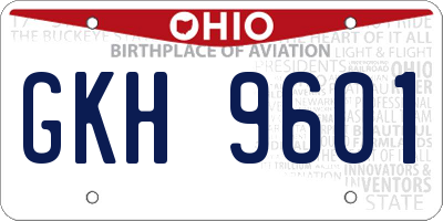 OH license plate GKH9601