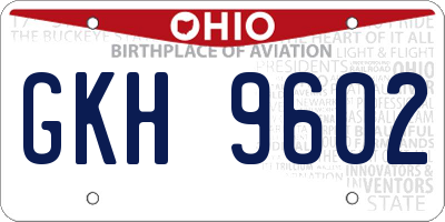 OH license plate GKH9602