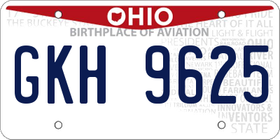 OH license plate GKH9625