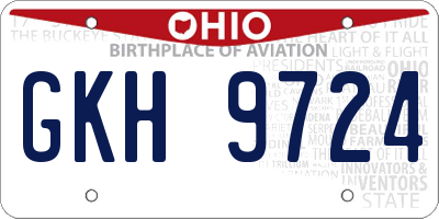 OH license plate GKH9724