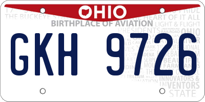 OH license plate GKH9726