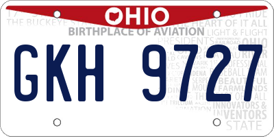 OH license plate GKH9727