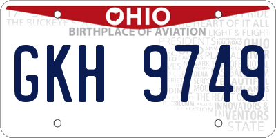 OH license plate GKH9749