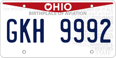 OH license plate GKH9992