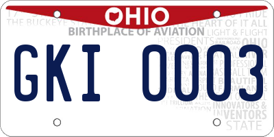 OH license plate GKI0003