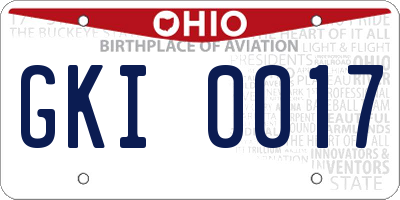 OH license plate GKI0017