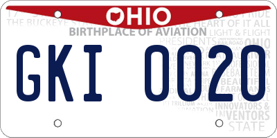 OH license plate GKI0020