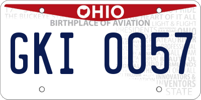 OH license plate GKI0057