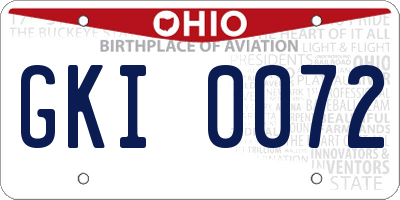OH license plate GKI0072