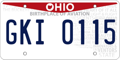 OH license plate GKI0115