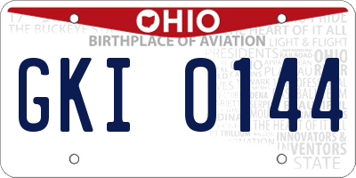 OH license plate GKI0144