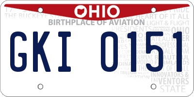 OH license plate GKI0151