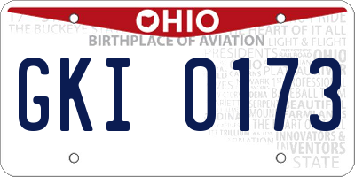 OH license plate GKI0173