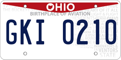 OH license plate GKI0210