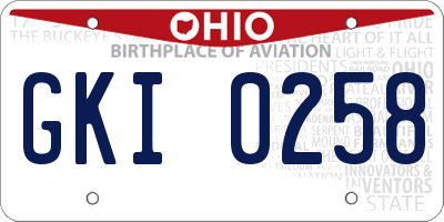 OH license plate GKI0258