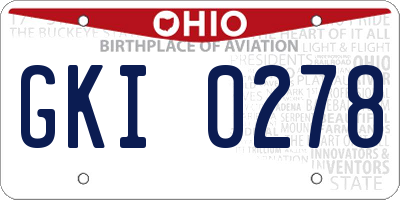OH license plate GKI0278