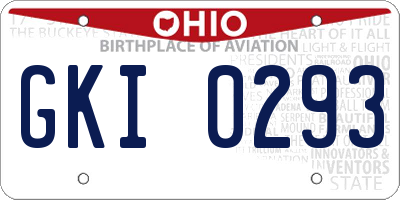 OH license plate GKI0293