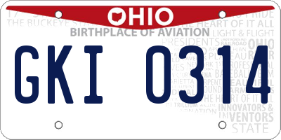 OH license plate GKI0314