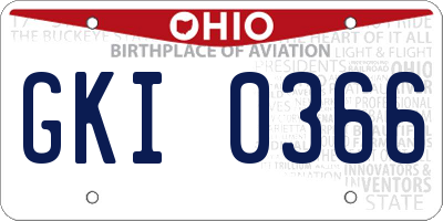 OH license plate GKI0366