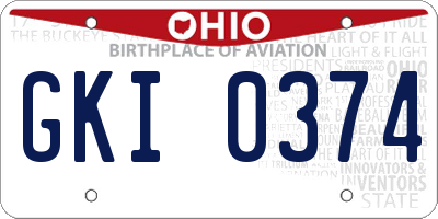 OH license plate GKI0374