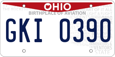 OH license plate GKI0390