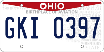 OH license plate GKI0397