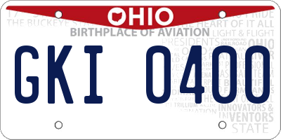 OH license plate GKI0400