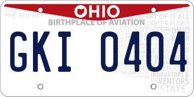 OH license plate GKI0404