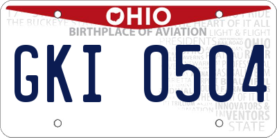 OH license plate GKI0504
