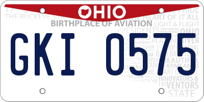 OH license plate GKI0575