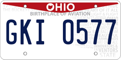 OH license plate GKI0577