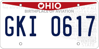 OH license plate GKI0617