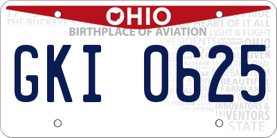 OH license plate GKI0625