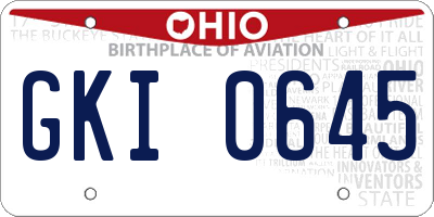 OH license plate GKI0645