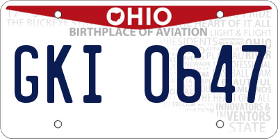 OH license plate GKI0647
