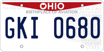OH license plate GKI0680