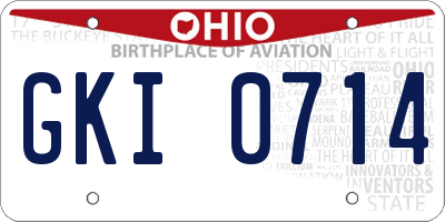 OH license plate GKI0714