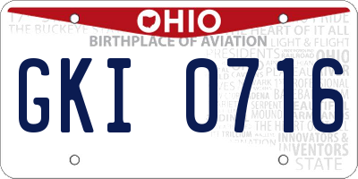 OH license plate GKI0716