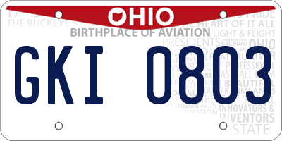 OH license plate GKI0803